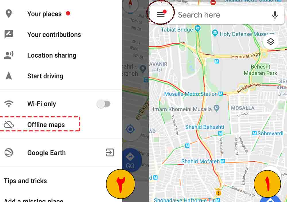  استفاده از نقشه گوگل مپ در حالت آفلاین