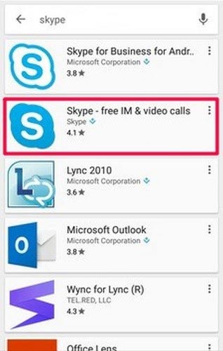  گزینه Skype – free IM & video calls را انتخاب کنید