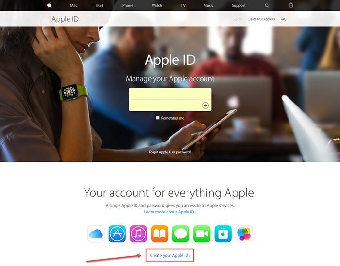 ساخت Apple ID از طریق سایت اپل